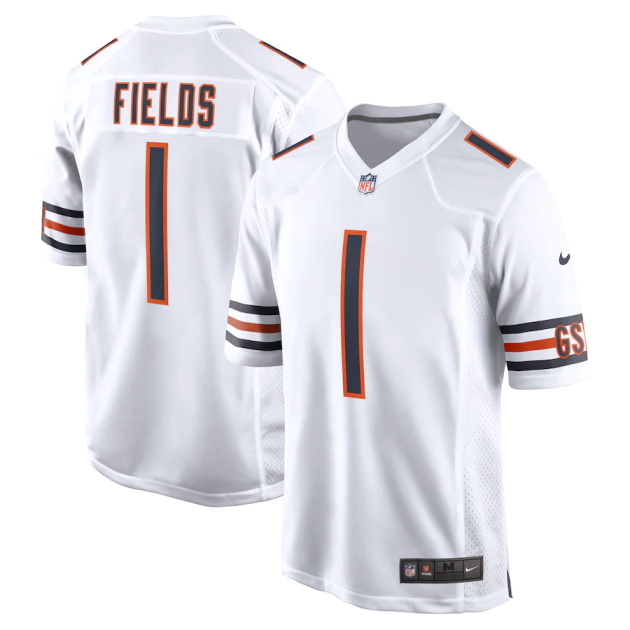 mens nike justin fields white chicago bears game jersey